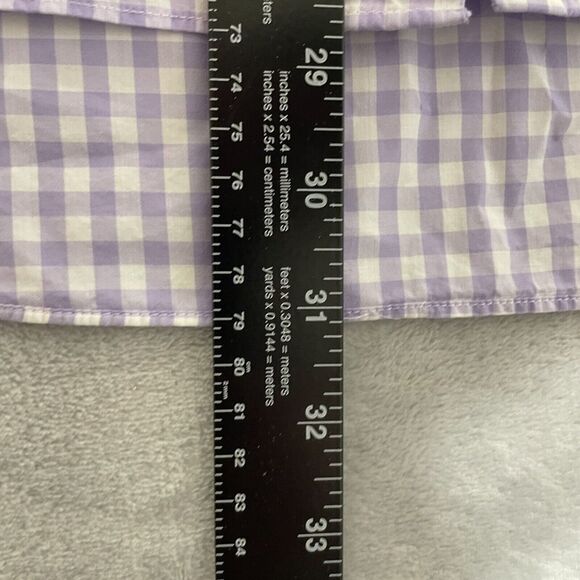 LorenzoUomo Shirt Mens 16 32/33 Purple Check Trim Fit Cotton Button Up Business - Picture 7 of 7